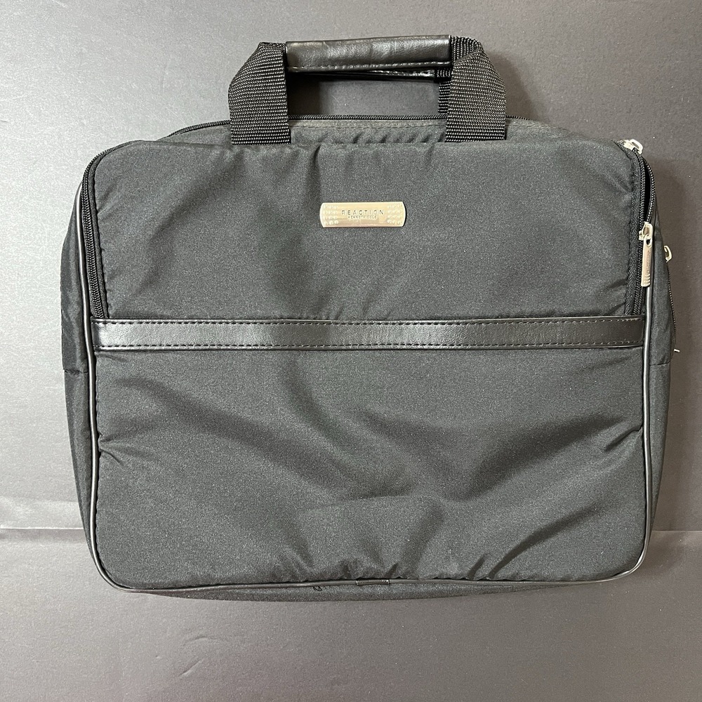 Kenneth Cole Reaction Brief Case Black Nylon Laptop Case 16x14 Double Zipper